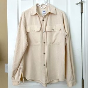 Zara off-white mens corduroy light jacket, size small/ medium